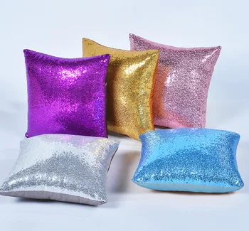 

Solid Color Glitter Silver Sequins Bling Throw Pillow Case Sofa Seat Cafe Home Decor Cushion Cover Decorative Pillows Cases