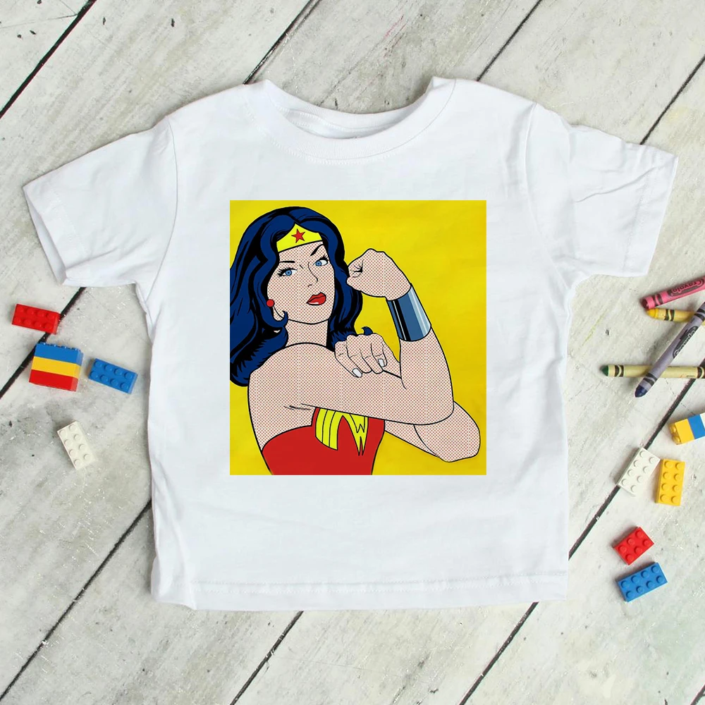 Wonder Women Girl T Shirts Summer Aesthetic Clothes Superhero Kids Oversized T-shirt Urbano Casual Children's Tops Y2k Camiseta t-shirt in kid	