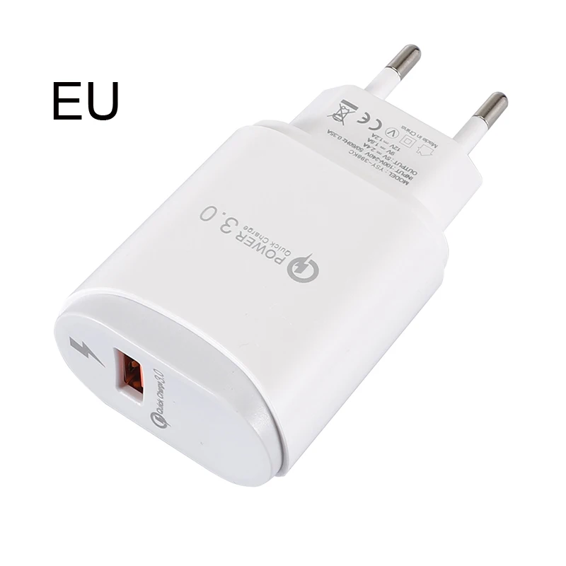 Быстрое зарядное устройство 3,0 USB зарядное устройство для samsung A50 A30 iPhone 7 8 huawei P20 Tablet QC 3,0 быстрое настенное зарядное устройство США ЕС Великобритания штекер Адаптер - Тип штекера: EU Charger White