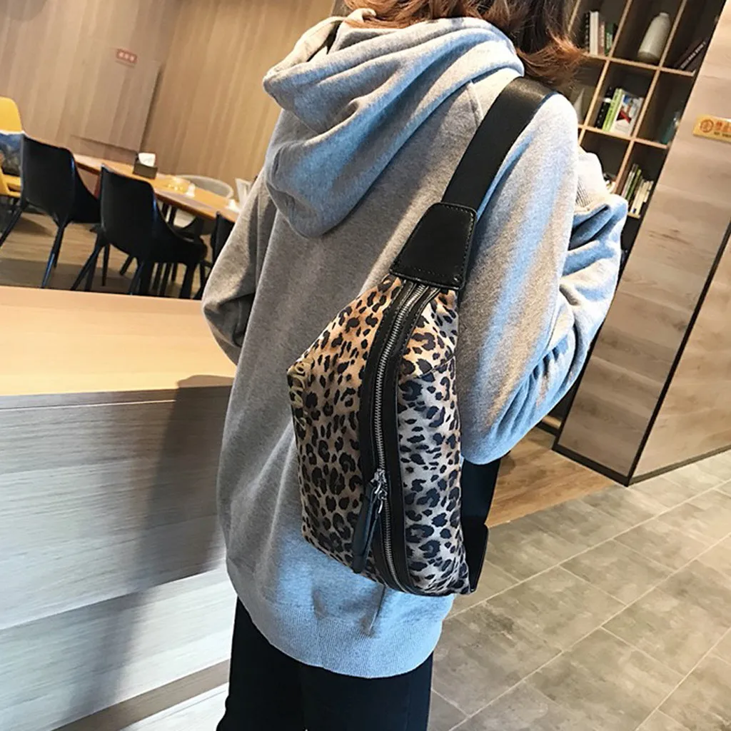 Женские поясные сумки, леопардовая поясная сумка, кожаный чехол на пояс, сумочка на молнии, уличная сумка Harajuku, Повседневная нагрудная сумка nerka damsk