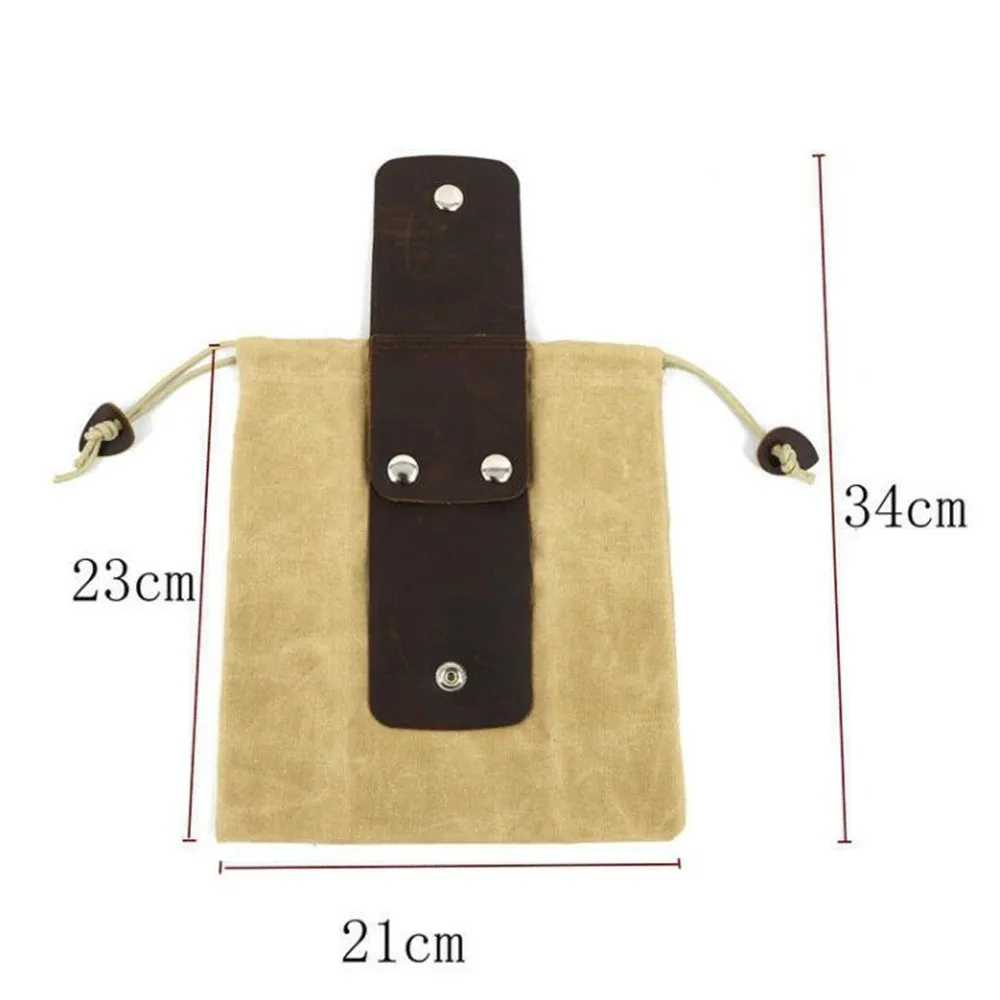 1pc Portable Outdoor Foraging Bag Fruit Picking Pouch Collapsible Berry Puch Storage Leather Bushcraft Canvas Bag Hiking Camping Foraging Bag