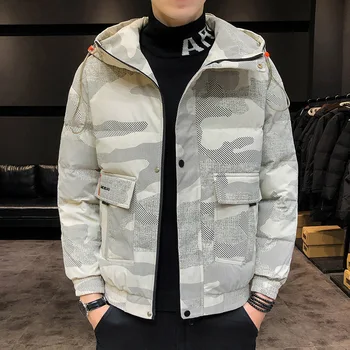 

Winter Man Camouflage Hooded Coat Printing Men's Coats Windproof Keep Warm Black Khaki Green M-4XL Winter Clothes Men