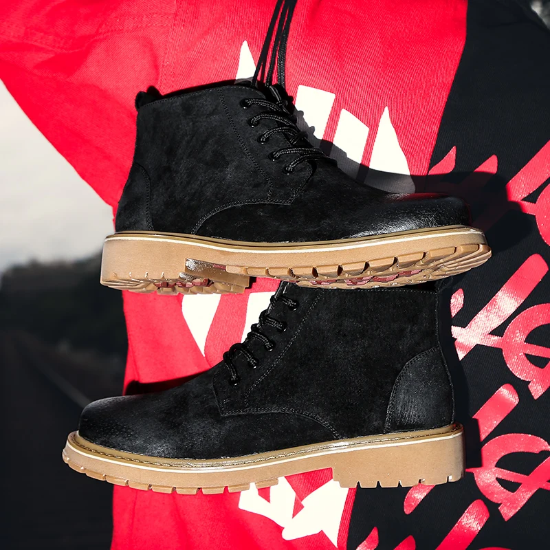 Осенняя мужская обувь Модные мужские ботинки Высококачественная замшевая