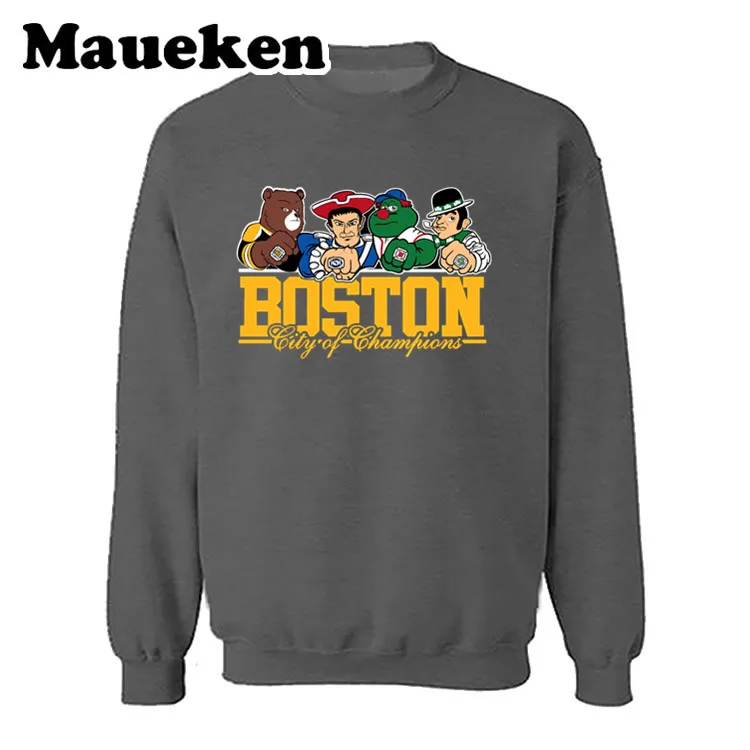 18 Мужские толстовки с капюшоном Boston City для Новой Англии Celtics Bruins Red Sox Comic мультфильм толстовки толстый круглый воротник Осень Зима W19012 - Цвет: 18