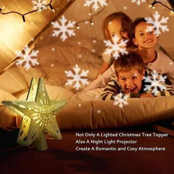 

Christmas LED Christmas Tree Top Rotating Projection Lamp Five-pointed Star LED Night Light Indoor Decoration