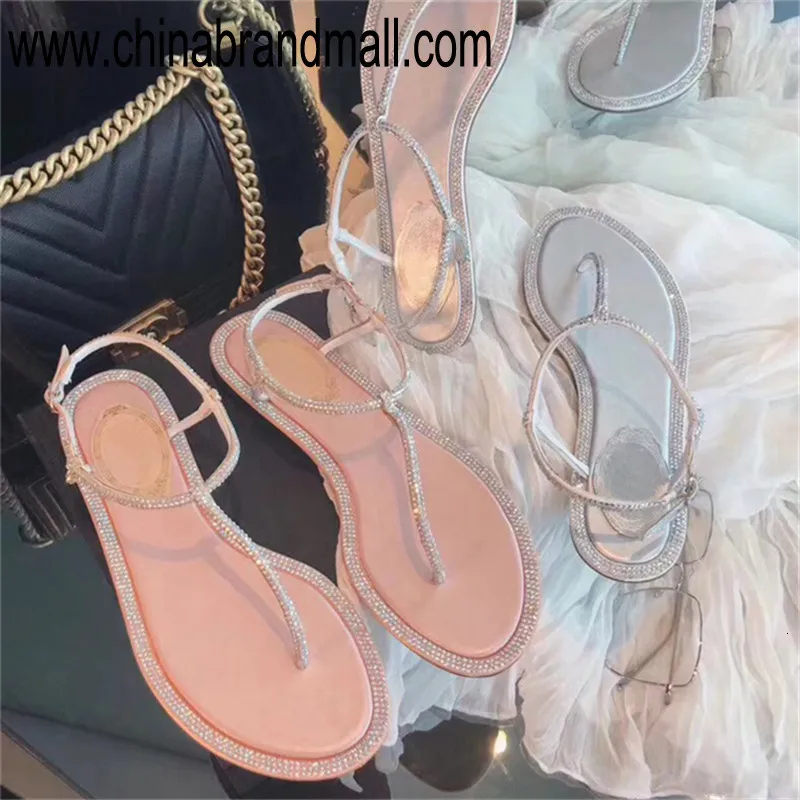

Luxury Crystal Women Shoes Sandals Summer Flip Flops Flats Fashion Cross Strap Flat Sandals Gladiator Sandalias Mujer Shoes