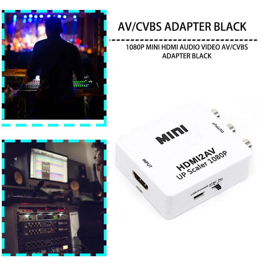 1080P мини HDMI к VGA к RCA AV композитный адаптер конвертер с 3,5 мм аудио кабель VGA2AV/CVBS+ аудио к ПК HDTV конвертер