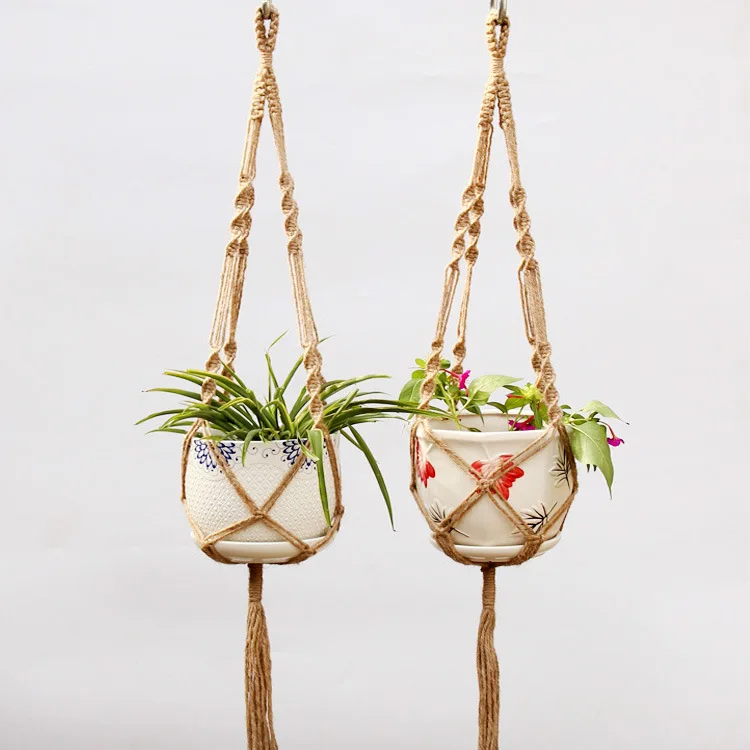 YH Color Cotton Rope String Bag Gardening Green Flowerpot Hemp Rope Hoisting Net Flowerpot Hanging Basket String Bag
