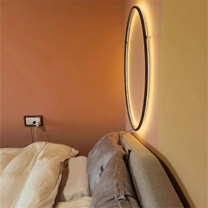Designer ring led wall light Minimalist wall lamp living room decoration atmosphere lights Nordic room decor Lighting with plug