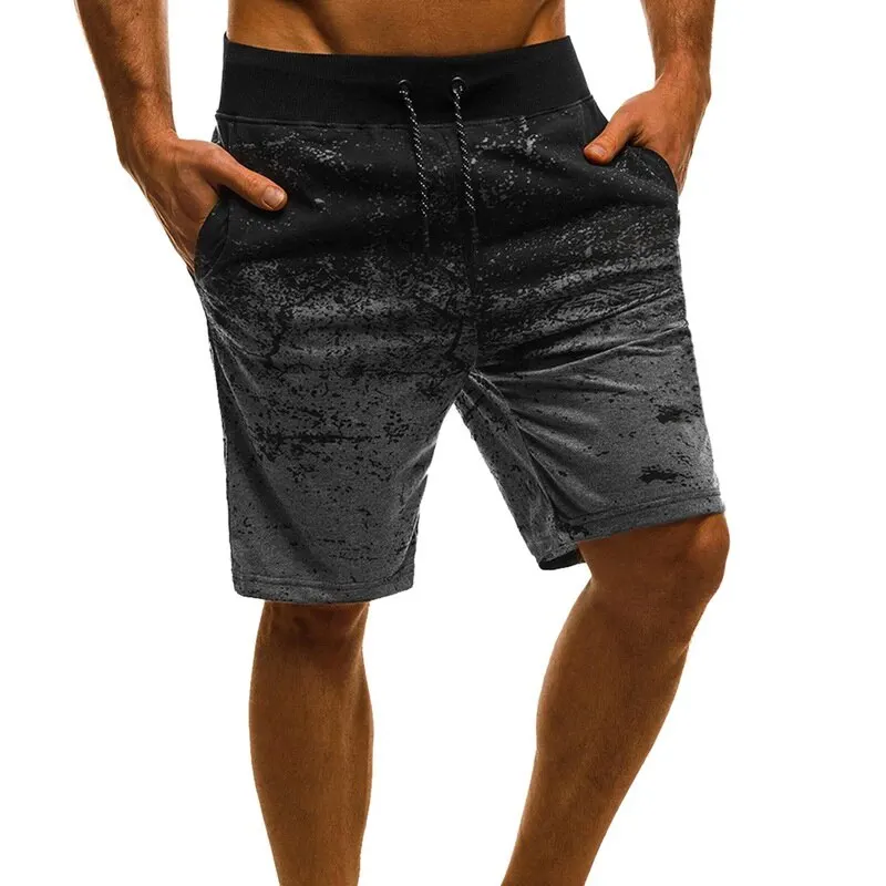 Oeak, мужские Модные шорты с принтом, Летние повседневные обтягивающие эластичные шорты для бега, новые шорты для фитнеса, тренировок, бега, тренажерного зала - Цвет: Темно-серый