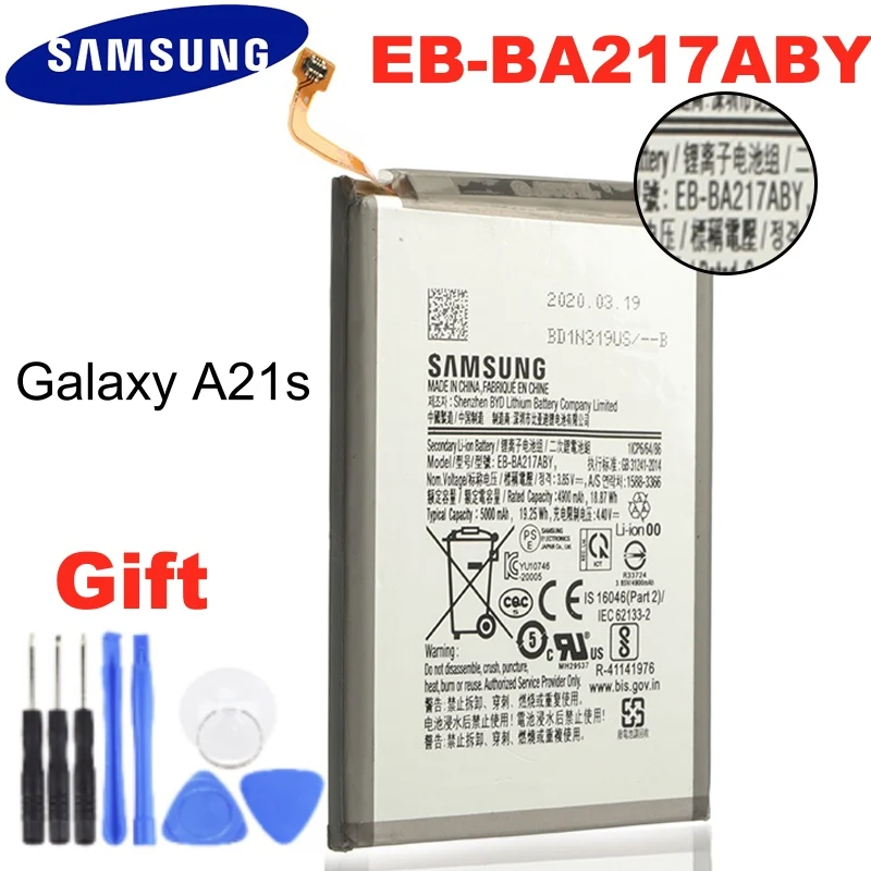Оригинальный EB BA217ABY батареи для телефона Samsung Galaxy A21s запасная батарея 5000mAh CN