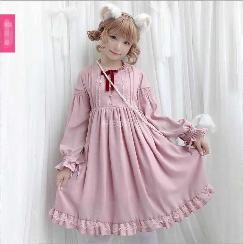 

Vintage Japanese Mori Girl OP Lantern Sleeve Long Sleeve Lolita Dress Kawaii Sweet Retro Gothic Lolita Dress Cos Loli Vestidos