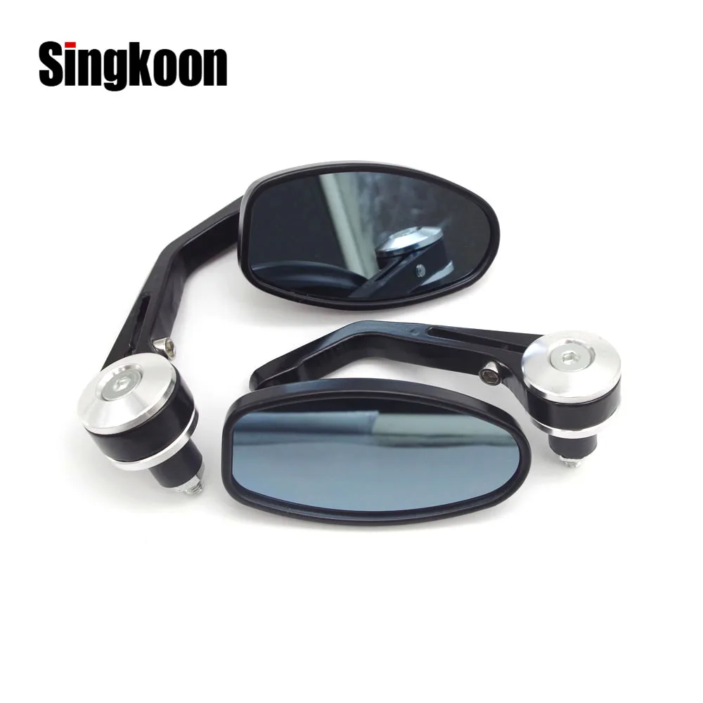 Universal Motorcycle Bar End Black Rearview Mirror Round Oval Side Mirrors FOR xvs 1100 aprilia rs 125 yamaha mt10 z1000sx nmax