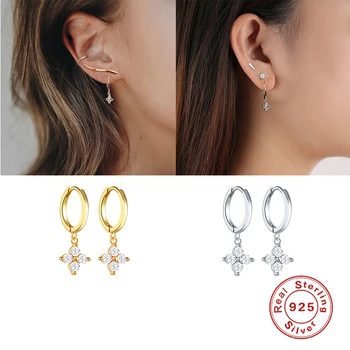 

Aide Real Small 925 Sterling Silver Hanging hoop Earrings For Women Lightning honeybee Eye Animal Charm Small hoop Earring