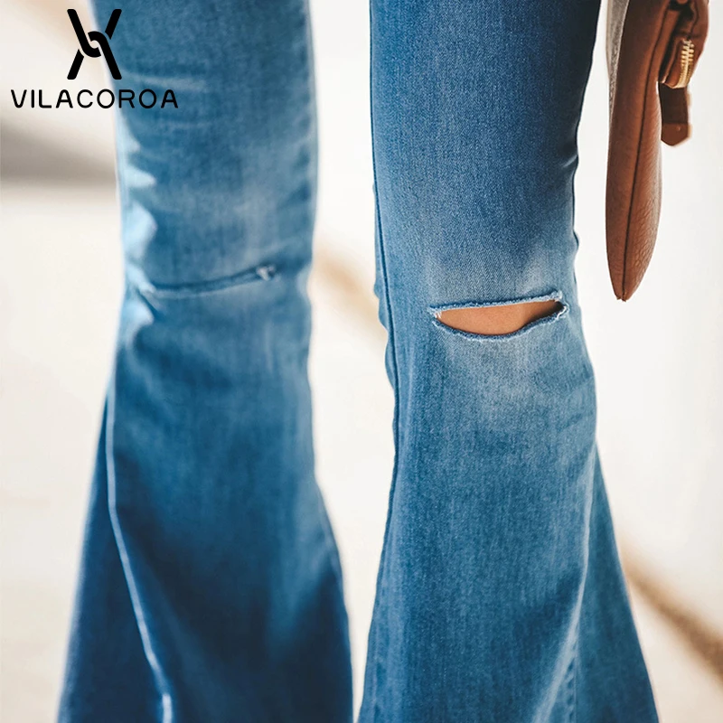 Уличные женские расклешенные брюки с высокой талией, синие эластичные длинные модные джинсы на осень и зиму, уличные повседневные женские брюки
