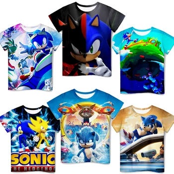 

Kids 3D Sonic Print T Shirt Toddler O-neck Cartoon T-shirt Baby Boys Girls Anime Short Sleeved Tshirt Tee Tops Children Clothes