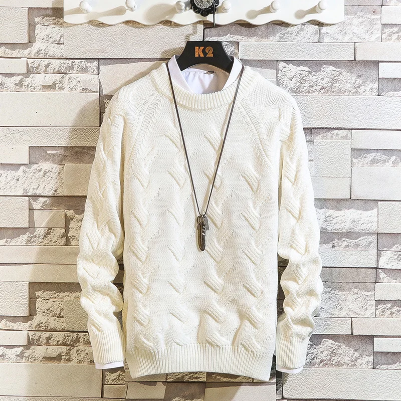 Winter Thick Sweater Men Warm Fashion Solid Color Casual Knit Sweaters Male Sweter Clothes Loose Long-sleeved Pullover Men M-2XL Winter Thick Sweater Men Warm Fashion Solid Color Casual Knit Sweaters Male Sweter Clothes Loose Long-sleeved Pullover Men M-2XL