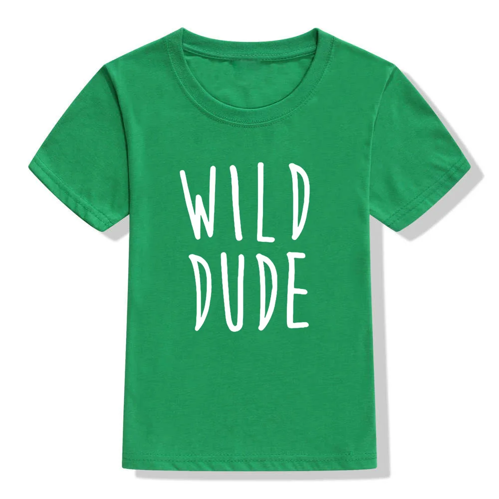 Детская футболка с надписью «Wild Dude» футболка для мальчиков и девочек футболка «Brothers Sister», детская одежда для малышей Забавные футболки, Прямая поставка - Цвет: 52S2-KSTGN-