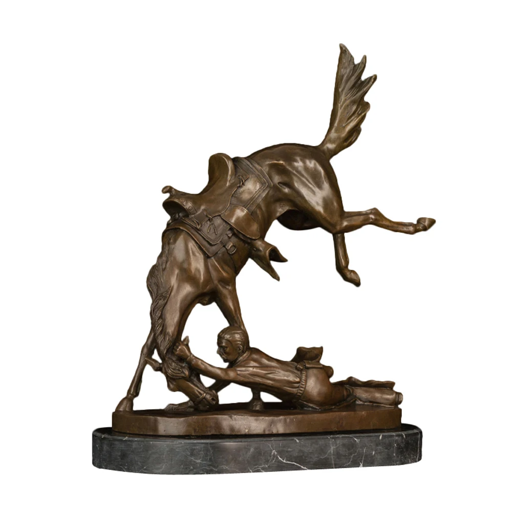 Frederic Remington Horse Statue Wicked Pony Bronze Sculpture Training