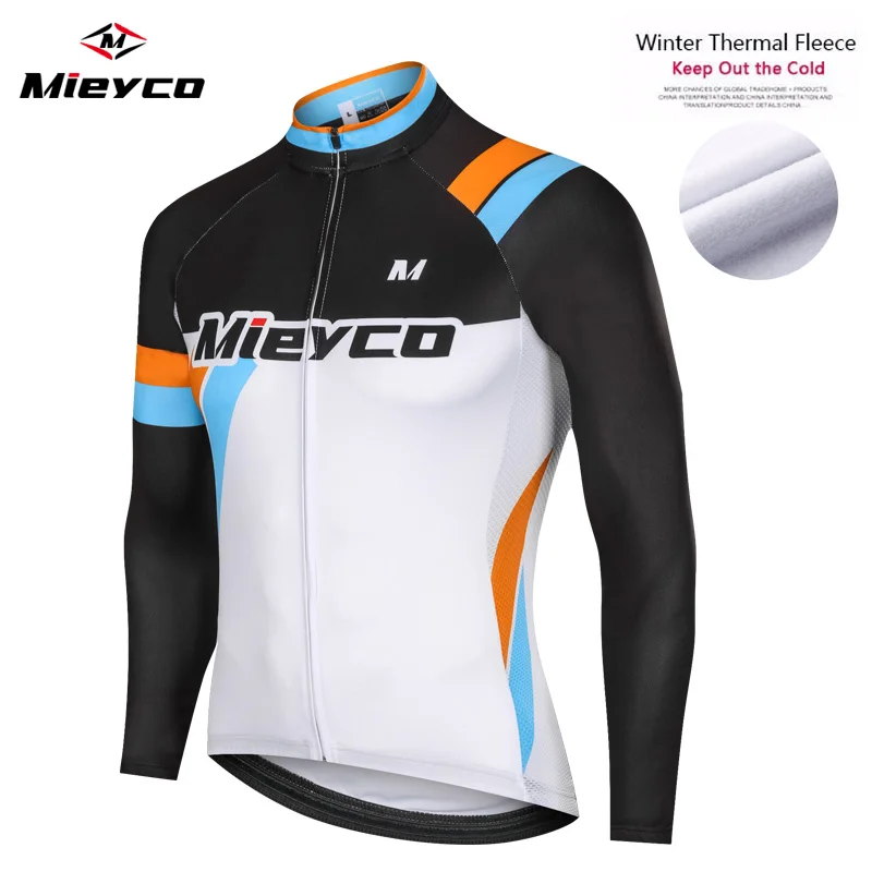 Men Winter Fleece Cycling Jersey Long Sleeve MTB Bicycle Cycling Clothing Thermal Bike Wear Invierno Maillot Ropa Ciclismo