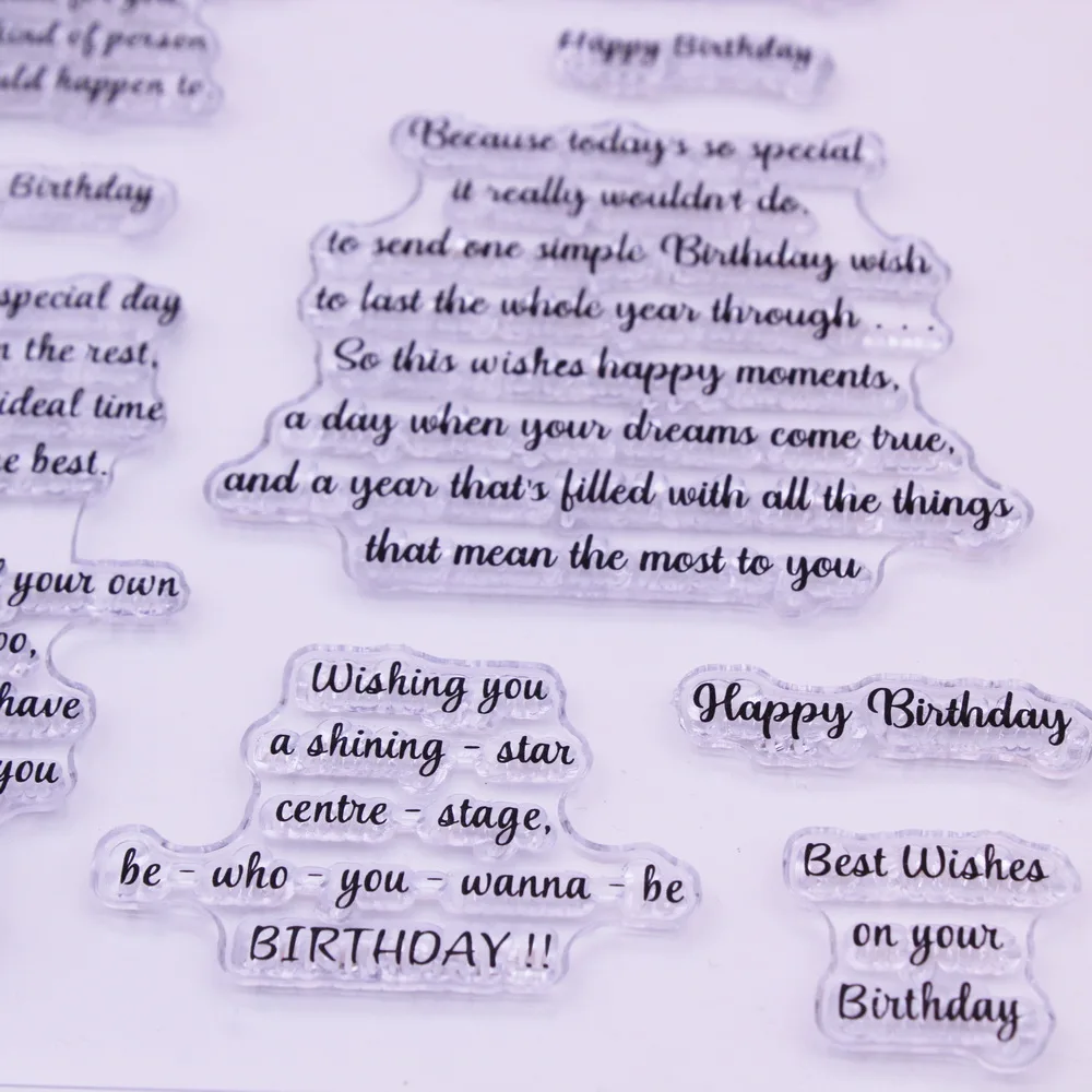 Alinacutle Birthday Sentiment Stamp CLEAR STAMPS Scrapbooking Handmade Card Album Paper Craft Rubber Transparent Silicon Stamp scrap book stamps