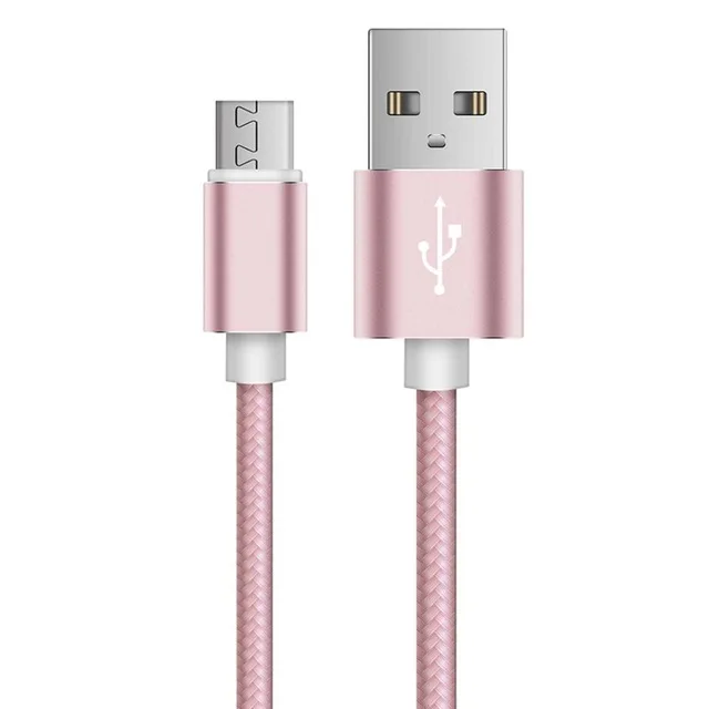 USB кабели 2A быстрой зарядки Нейлон Плетеный Micro Usb Зарядное устройство кабель для Android мобильного телефона для Galaxy S7 для Xiaomi4 1 м 1,5 м 2 м - Цвет: Rose Gold