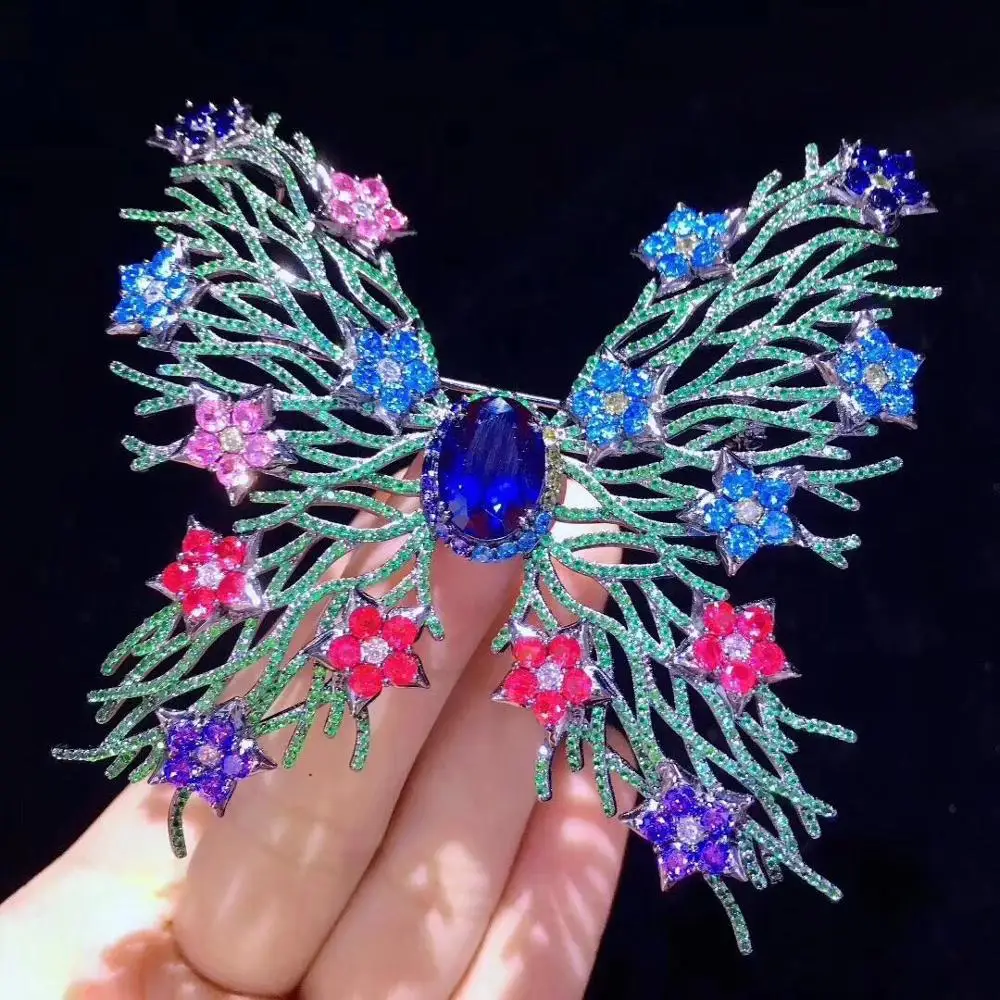 

SHANICE New Colorful Big Butterfly Brand Green Cubic Zirconia Crystal Brooch For Women Pearl Pins Shell Brooch Sweater Corsage