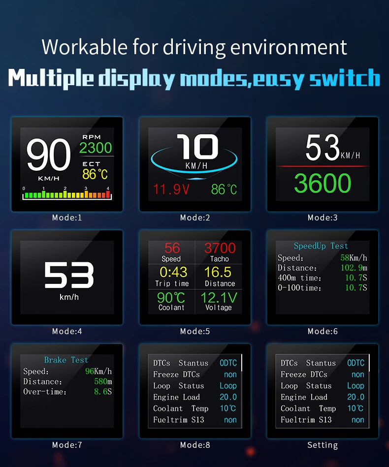 high quality auto inspection equipment OBDSPACE P10 Obd2 Scanner Professional Car On-board Computer Digital HUD Display Temperature Fuel Consumption Meter Speed Gauge car battery charger price