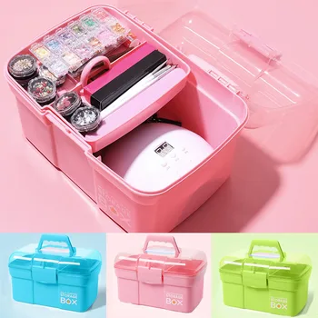 

Nail Polish Storage Box Sewing Box Red Rack Storage Portable Storage Carrying Double-sided Cosmetic Case Box Showing Shelf