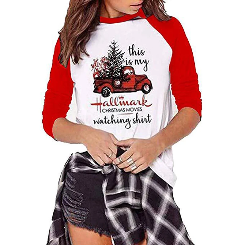 Горячая Распродажа, модные футболки с круглым вырезом и надписью This Is My Hallmark Christmas Movies Watching, футболки с машинками, рождественские женские футболки