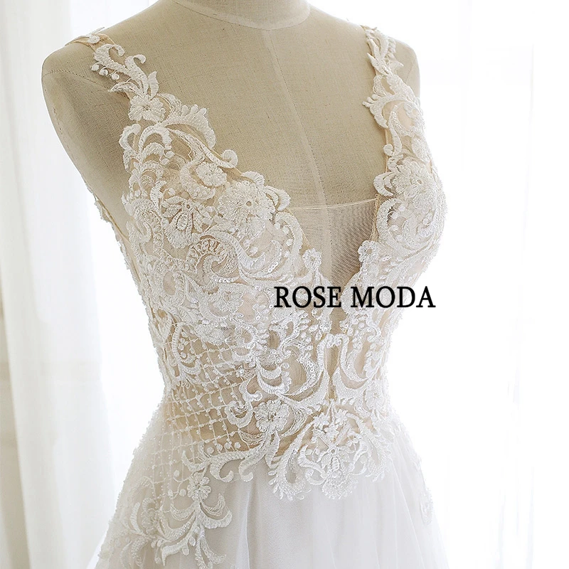 Rose Moda нежное кружевное свадебное платье в стиле бохо v-образный вырез на шнуровке сзади Свадебные платья на заказ