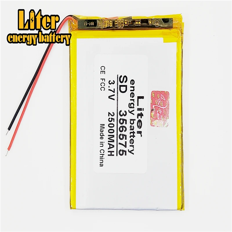 356575 3.7v 2500mah Lithium Polymer Battery With Board For Mp4 Gps