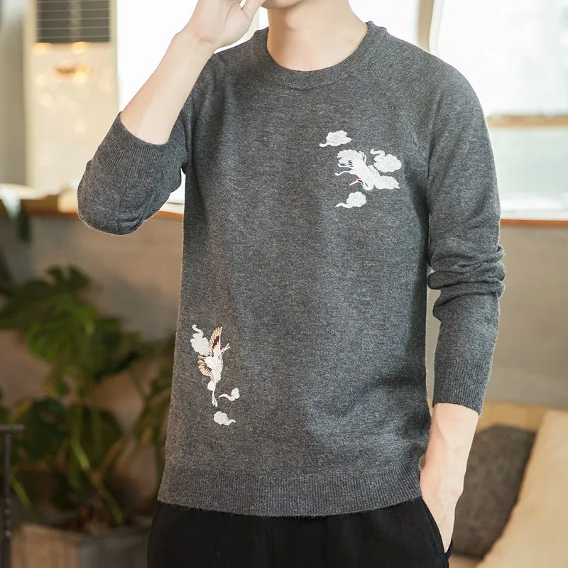 2019 Style Chinese Print Fashion Men Sweater Streetwear Casual Clothes Knitted Pullovers For Autumn Winter 2019 Style Chinese Print Fashion Men Sweater Streetwear Casual Clothes Knitted Pullovers For Autumn Winter