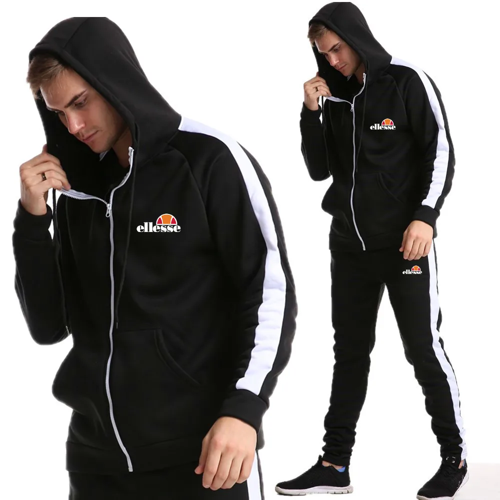 

Winter new hot men's suit casual warm thick hooded jacket + pants men's underwear fleece hooded sportswear men's jacket