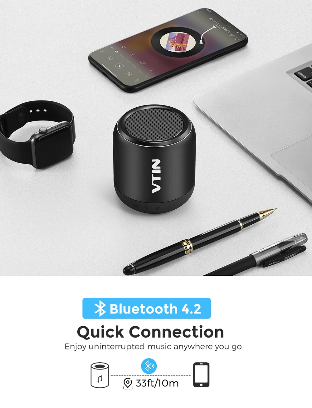 Original VTIN BH173 8W Bluetooth Speaker Waterproof Wireless Speaker With Stereo Sound 8H Playing Time For Outdoor For Phone PC (4)