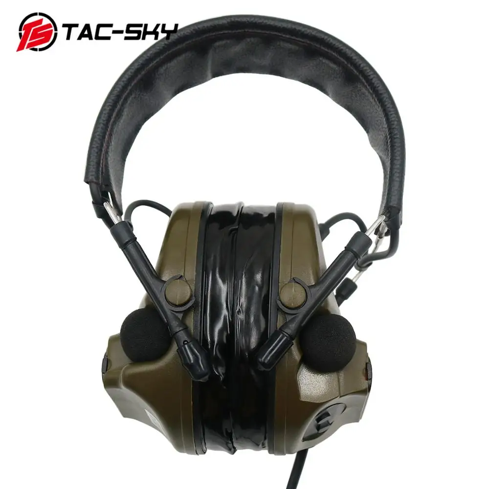 TAC SKY COMTAC III silicone earmuffs noise reduction pickup tactical headset FG military walkie talkie adapter 3