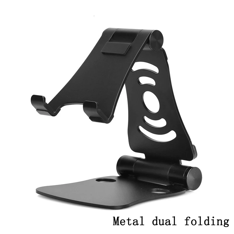 SeenDa Универсальный Регулируемый держатель для мобильного телефона для iPhone Huawei Xiaomi пластиковая подставка для телефона настольная подставка для планшета металлическая подставка для рабочего стола - Цвет: black metal fold
