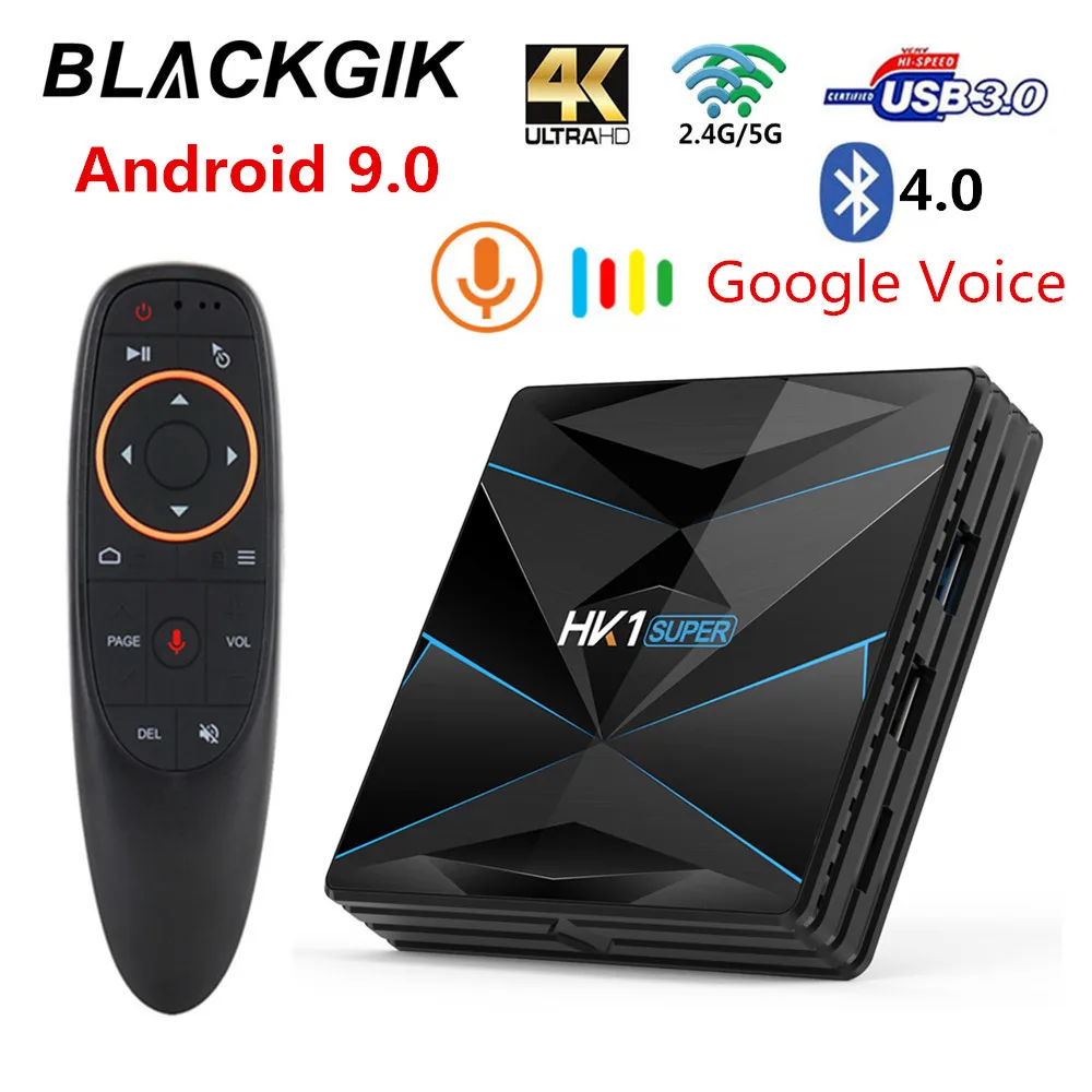 ТВ-приставка HK1 Super Android 9 0 умная RK3318 медиаплеер HD 4K 2 4 ГГц/телефон Wi-Fi BT4.0 USB 3 Гб ОЗУ 64