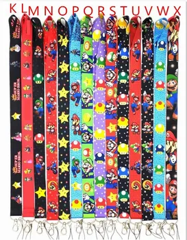 

Hot Sale! 12 pcs New color Cartoon Super Mario Key Chains Mobile Cell Phone Lanyard Neck Straps Favors Christmas kids party gift