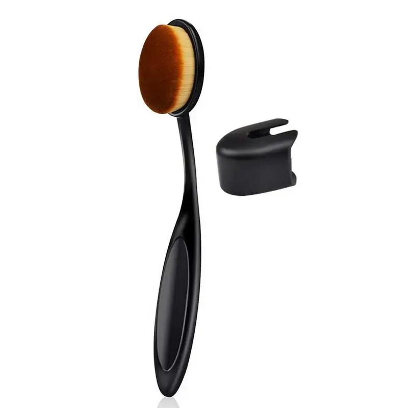 Brush with hat 1 шт. Кисть для макияжа зубная щетка 15 см косметика для лица Пудра основа макияж кисти инструмент в виде зубной щетки синтетические волосы Maquiagem - Handle Color: Brush with hat