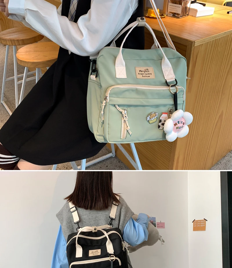 Fashionable Girl multi-function Waterproof Nylon Backpack Korean Style Students Small Schoolbag Japanese Women Casual Travel bag classy sling bags