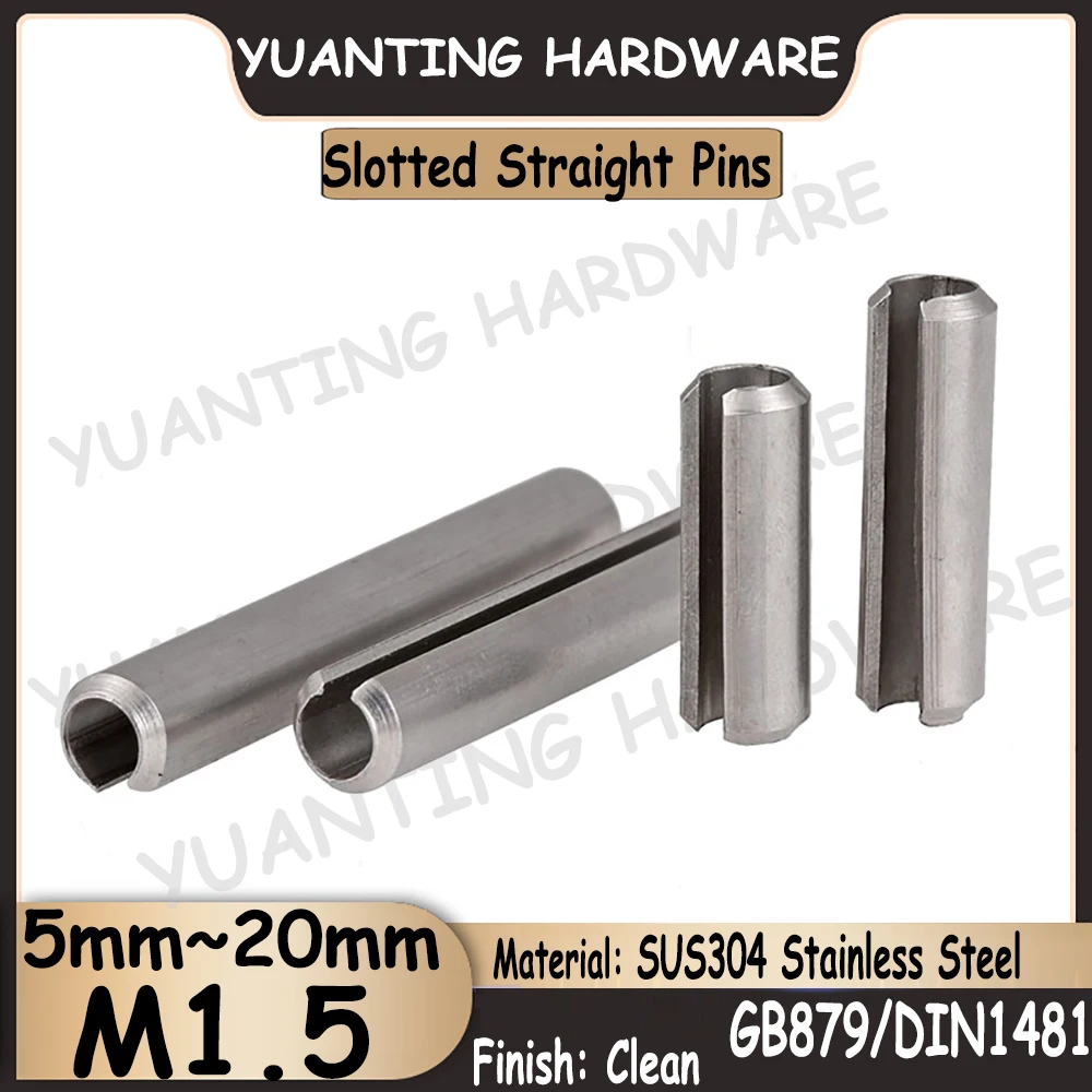 

50Pcs M1.5x5mm~20mm GB879 DIN1481 Spring Type Straight Pins Slotted Heavy Duty Elastic Cylindrical Hollow Pin Positioning Pins