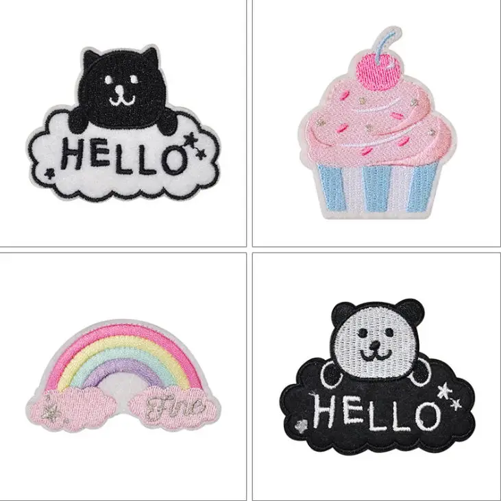 

10 pcs Rainbow Cake Embroidered patches iron on sew on Jeans coat Tshirt bag shoe hat decor repair Motif emblem diy accessory