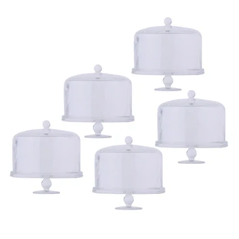 

5pack 1/12 Acrylic Cake Stand Plate with Lid Dollhouse Miniature Food Tableware