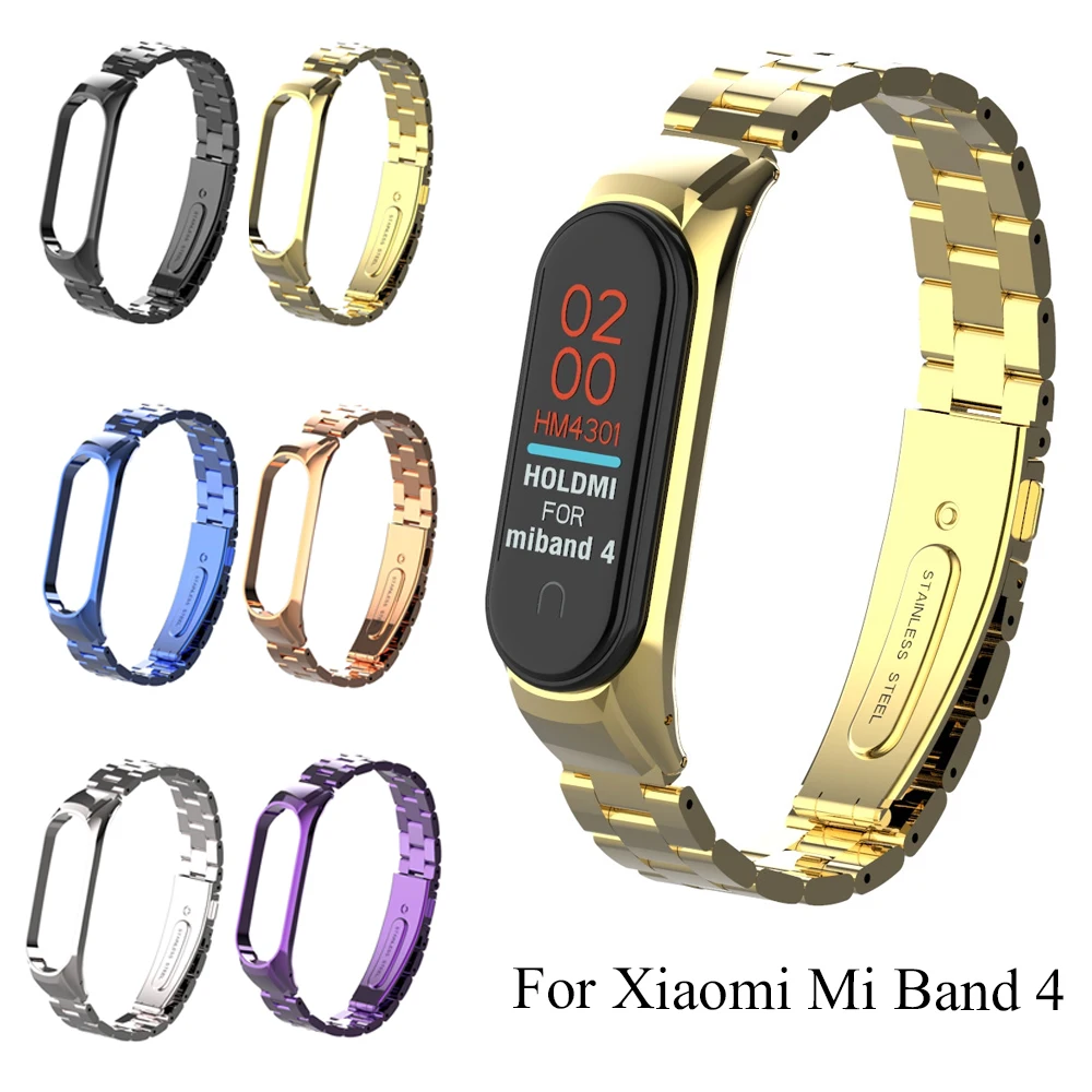 

New Metal Stainless Steel Wrist Strap Stencil Bracelet Wristbands Classic High Quality Fashion Watch Band For Xiaomi Mi Band 4