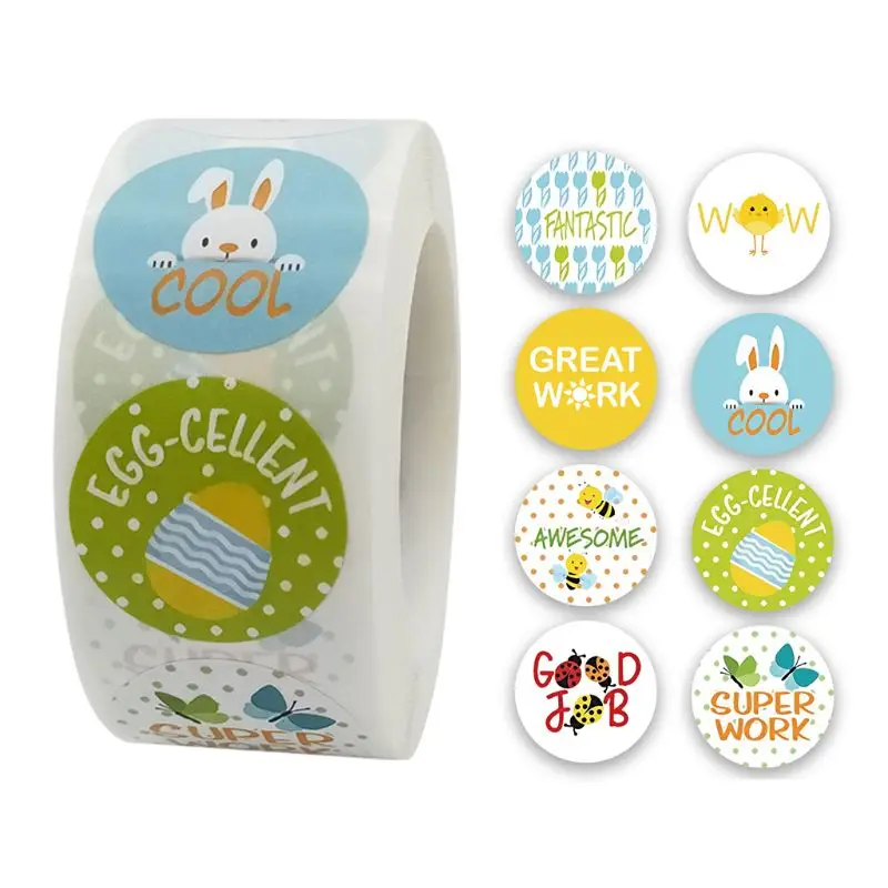 

Cute Animal Print Teaching Incentives Label Stickers Craft Per Roll Stationery