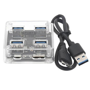 

High-Speed USB3.0 HUB 4-Port Hub USB Transparent 3.0Hub Splitter One for Four Extenders