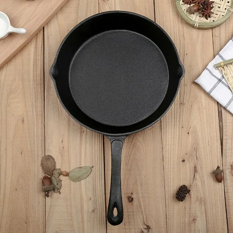 16Cm/6.30In Cooking Pan Non-Stick Iron Coating Frying Pan Portable Long Handle Fried Eggs Making Breakfast Home Kitchen Supply