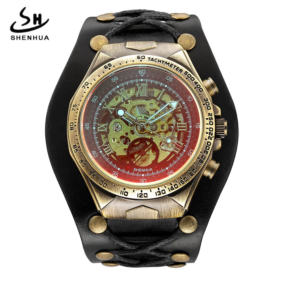 

New Style Shenhua Europe And America Style Punk Men Fashion Casual Hollow out Machinery Automatic Machine Watch