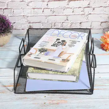 

Desktop Tray Organizer Document Letter File Rack Iron Storage Bookshelf Office Supply Letter Tray Organizers
